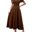 Elegant long dresses for women with V-neck and puff sleeves