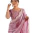 SIRIL Women’s Organza Sequence Embroidery Scalloped Border Saree with Unstitched Blouse Saree Piece in elegant pastel shade